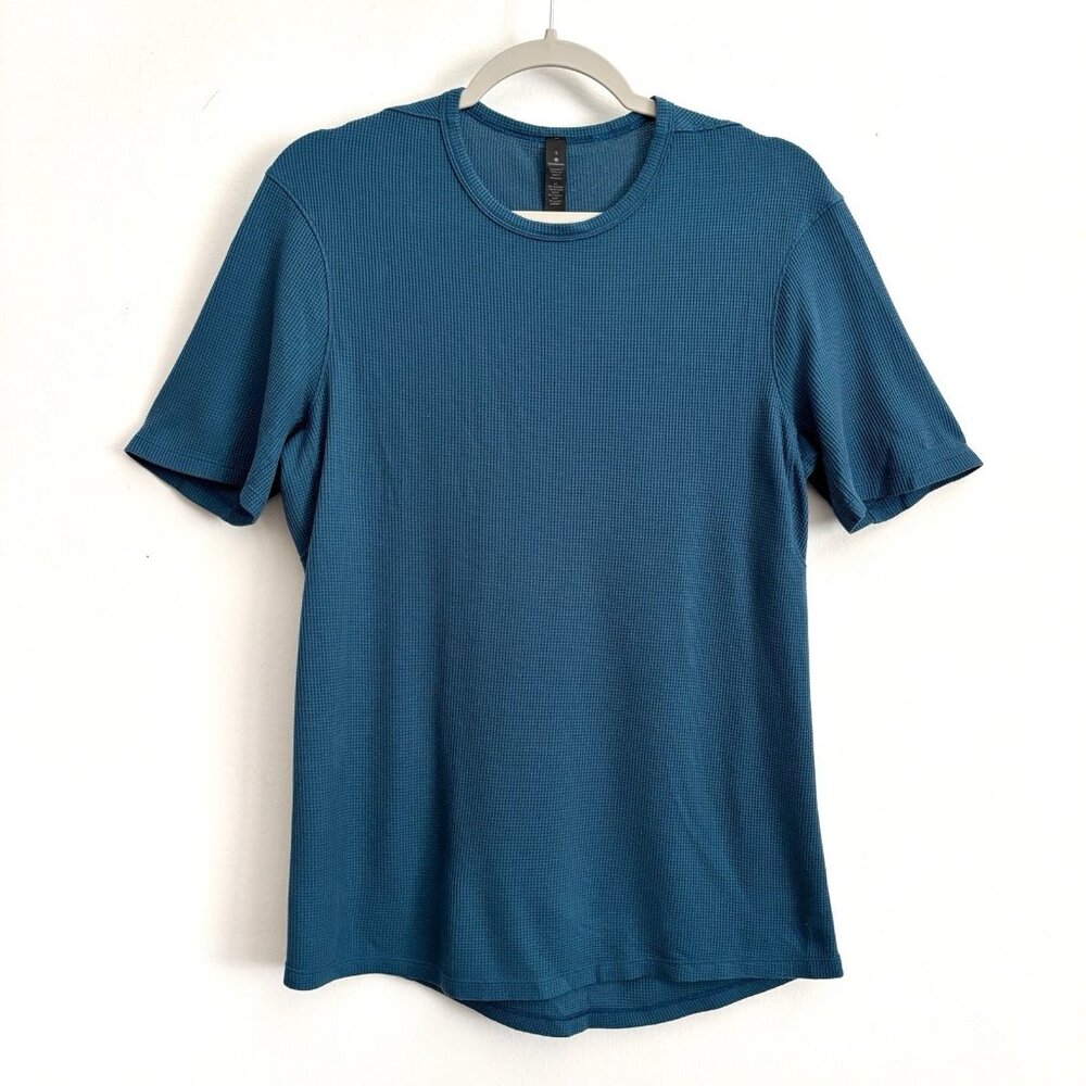 Lululemon Shift Stitch Waffle Short Sleeve Thermal Shirt Teal Blue Men’s Small
